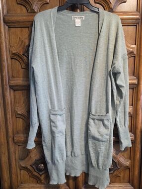 Cherie Collette Open Front Light Sage Green Cardigan